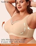Vertvie Women's Jelly Soft Wireless Plus Size Minimizer Push Up Bra for Everyday Wear