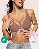 OEAK Women's Deep V Wireless Comfortable Supportive Seamless Smoothing Minimizer Bra