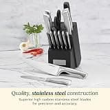 Cuisinart 15-Piece Lightweight Stainless Steel Hollow Handle Knife Block Set