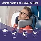 napfun Upgraded Ergonomic Pure Memory Foam Travel Neck Pillow for Airplane