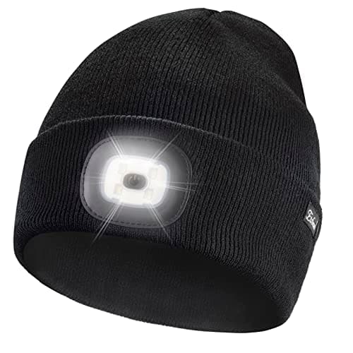 Etsfmoa Unisex USB Rechargeable LED Beanie Cap with 3 Brightness Modes