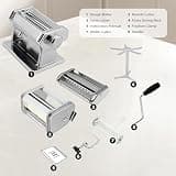 MZTOGR Manual Pasta Maker Machine Complete Set with Ravioli Attachment and Rack