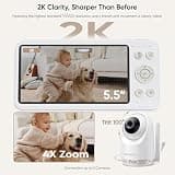 Bonoch 5.5-Inch 2K Video Baby Monitor with 240-Hour Standby & Smart Detect