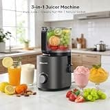 SMALLHOO 3-in-1 Cold Press Masticating Juicer with Ultra-Wide 7-Inch Feed Chute