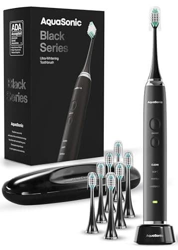 Aquasonic Black Series Ultra Whitening Ultrasonic Electric Toothbrush with Travel Case