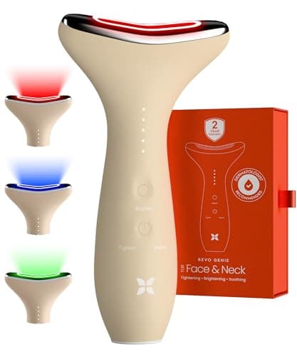REVO Genie Depuffing Sculpting Facial Massager with Red, Blue, and Green Light Modes