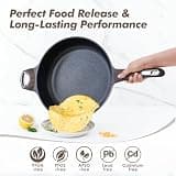 SENSARTE 12-Inch 5-Quart Deep Nonstick Frying Pan Skillet with Helper Handle and Lid
