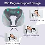 napfun Upgraded Ergonomic Pure Memory Foam Travel Neck Pillow for Airplane