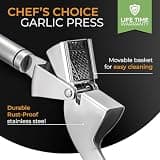 ORBLUE Stainless Steel Heavy-Duty Garlic Press and Mincer with Extra-Large Chamber