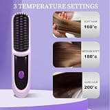 KNISUZ Go Brush Pro Cordless Mini Hair Straightener Brush Purple Travel