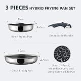 Ciwete 3-Piece Tri-Ply Stainless Steel Hybrid Honeycomb Nonstick Pan Set