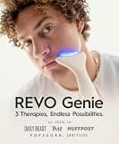 REVO Genie Depuffing Sculpting Facial Massager with Red, Blue, and Green Light Modes