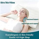 iFaon Ultra Flat 2.5-Inch Down-Alternative Hypoallergenic Microfiber Pillow Set