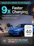 EVIQO Level 2 EV Charger 40 Amp 240V NEMA 14-50 Plug-in Smart Home Station