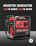 PowerSmart 4300-Watt Portable Generator with Inverter Technology, 3500W Rated