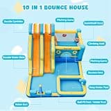 FINCOME 10-in-1 Double Water Slide and Bounce House with Deep Splash Pool