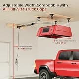 Pacikwest Truck Cap Hoist System for Garage Ceiling, 250 lbs Capacity, Self-Leveling