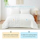 Cozy Bliss Lightweight Seersucker Plaid Queen Cooling Comforter Q-Max 0.45