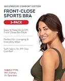 Fruit of the Loom Women's Front-Close Unpadded Cotton Sports Bra 3-Pack