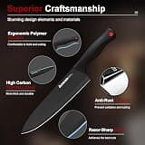Astercook 15-Piece Teflon Coated German Stainless Steel Knife Set with Sharpener
