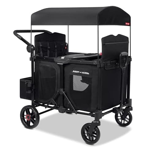 Radio Flyer Voya 2.0 XT 4-Seat Folding Stroller Wagon with Flatbed Hauling Mode