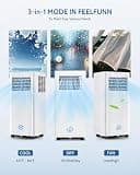 Feelfunn 8,000 BTU Ultra-Quiet Portable Air Conditioner and Dehumidifier
