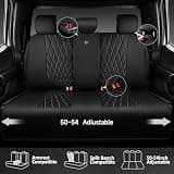 CAR PASS Luxury Faux Leather Waterproof Full Interior Seat Cover Set, Pure Black