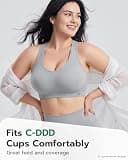 FITTIN Zero-Pressure Seamless Racerback Sports Bra for C-DDD Cup Plus Size Women
