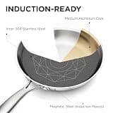 COOKER KING 3-Piece Tri-Ply Stainless Steel Etched Nonstick Frying Pan Set