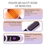 KNISUZ Go Brush Pro Cordless Mini Hair Straightener Brush Purple Travel