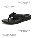 Vionic Mens Tide II Biomechanical Orthotic Flip Flop with Premium Leather Trim