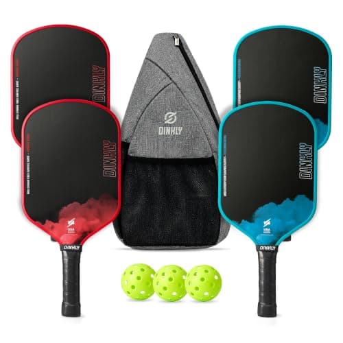 Dinkly Raw Carbon T700 Fiber Pickleball Paddle 4-Pack
