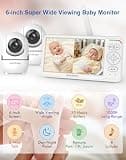 HelloBaby 6-Inch IPS Split Screen Video Baby Monitor with Two Cameras and PTZ