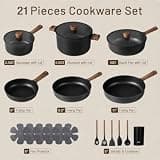 CAROTE 16-Piece Titanium-Reinforced Ceramic Nonstick Cast Aluminum Cookware Set