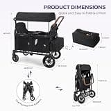 ELEMARA Heavy-Duty 4-Seater Wagon Stroller with Anti-Shock All-Terrain Wheels