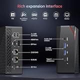 KAMRUI Mini PC E3B, AMD Ryzen Embedded V2748, 16GB DDR4 RAM, 512GB M.2 SSD Storage