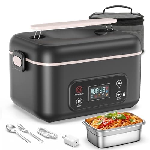 LIFEGETTER Cordless Electric Heated Lunch Box Featuring Smart Screen Lock