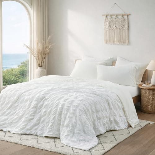 Cozy Bliss Lightweight Seersucker Plaid Queen Cooling Comforter Q-Max 0.45