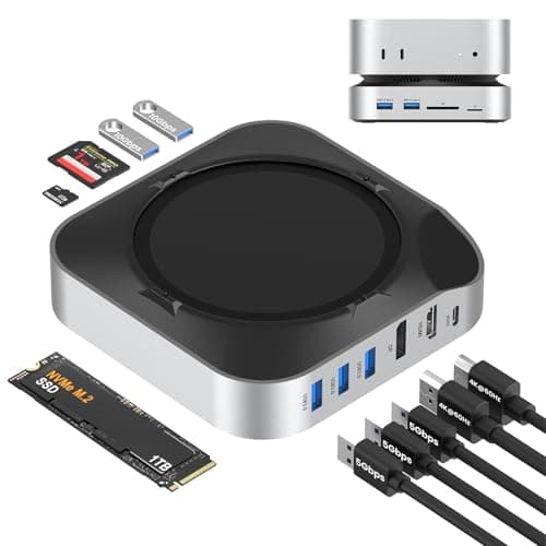 BAOZEE Mac Mini M4 Dock with NVMe SSD Enclosure and Dual Monitor 4K Display Output
