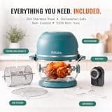 Non Toxic Air Fryer Pro 5-Quart 9-in-1 Glass Air Fryer with Rotisserie