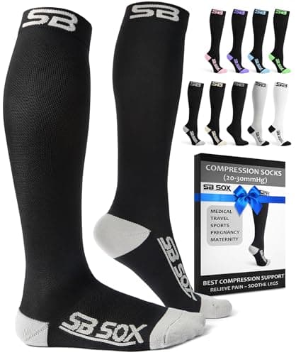 SB SOX Firm Graduated Support Compression Socks for Men & Women (20-30 mmHg)
