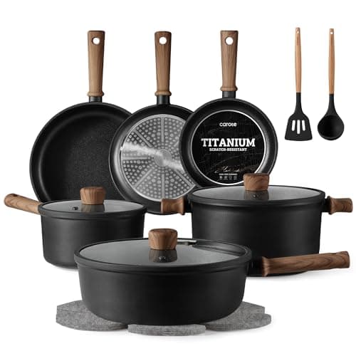 CAROTE 16-Piece Titanium-Reinforced Ceramic Nonstick Cast Aluminum Cookware Set