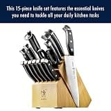 HENCKELS Statement 15-Piece Precision-Stamped Stainless Steel Knife Block Set