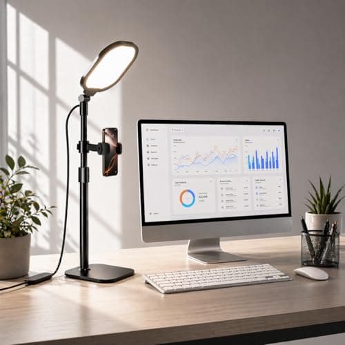 Premium Full-Screen Desk Ring Light with Metal Base and Flexible Phone Holder