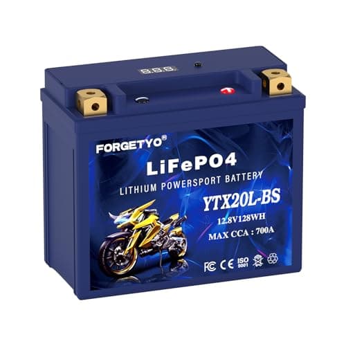 Forgetyo Lithium YTX20L-BS 700A LiFePO4 Lightweight Powersports Battery
