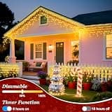 HRANBOTY 50-Foot 504-LED Faceted Bulb Icicle Lights with Dimmable Settings