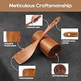KLYRO 9-Piece Teak Wooden Cooking Utensil Set with Wood Measuring Spoons