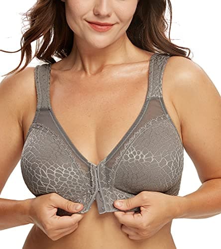 DotVol Full Figure Front-Closure Posture Bra with X-Shaped Back Support Panel