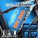 ORLMS 9000W Dual Motor AWD Electric Bike, 60V 25Ah Battery with 50.9 MPH Speed