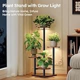Homsorout 4-Tier Heavy-Duty Metal Indoor Plant Rack with Adjustable Grow Light
